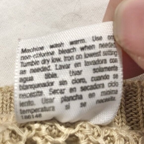 Ana A New Approach 3X Beige Open-Knit Poncho Sweater With Side Ties Beach Pool - Picture 8 of 8